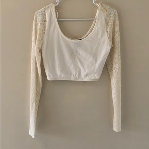 Lace Long Sleeve White Crop Top